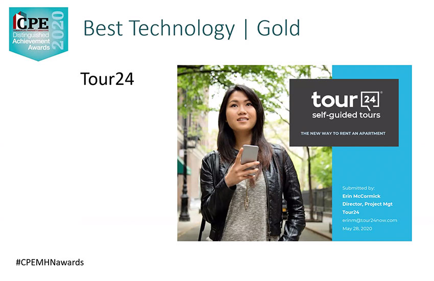 COMMERCIAL PROPERTY EXECUTIVE – Tour24 awarded the 2020 CPE/Multihousing News Distinguished Achievement Award for Best Technology